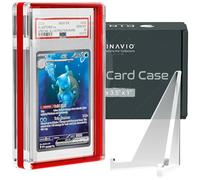 Dinavio Crafthouse PSA Graded Card Display Acrylic Case for Standard PSA and CGC Slabs - Slab Case - PSA Card Case - Graded Card Display Case - Updated Dimensions - Stand Included (Red Border)