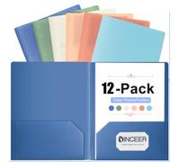 Dinceer 12 Pack Plastic Folders with Pockets (Morandi), Heavy Duty 2 Pocket Poly File Folders, Letter Size Folders No Prongs