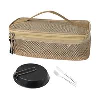 Dinchaakuarry Camping Cooking Utensils Bag, Road Trip Portable Cookware Pouch, Breathable Mesh Utensils Makeup Storage Bag for Camping Barbecue Picnic Climbing Beach Adventure Vacation