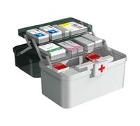 Dinchaakuarry Medical Storage Box - 3-Layer Capacity Medical Shell Organizer | Dustproof Family Cabinet, Portable Lockable Storage Case with Handle for Home School Camping Travel Supplies, white