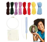 Dinchaakuarry Yarn Punch Needle Kit Adults, Punch Needle Kit for Beginners,Animal Landscape Matt Tufting Kit - Cartoon Landscape Mat Tufting Coaster, Yarn Punch Coaster Set for Adults Beginners