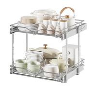 DINDON Pull Out Cabinet Organizer (22-1/2" W x 21-1/2"D), Cabinet Pull Out Shelves, 2 Tier Pull Out Drawers for Kitchen Cabinets, Wire Basket Slide Out Shelf, Pot and Pan Organizer