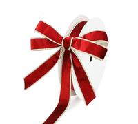 DINDOSAL 1 Inch Velvet Wired Ribbon with Shiny Silk Backing (Red & Champagne, 20Yds)