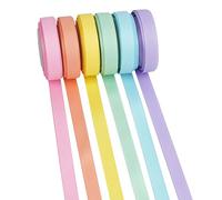 DINDOSAL 6 Rolls Pastel Rainbow Ribbon 3/8" Thin Grosgrain Ribbon Assortment Pastel Colored Craft Ribbon Birthday Party Decoration Gift Wrapping 30 Yards