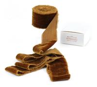 DINDOSAL Brown Velvet Ribbon 1.5 inch Dark Brown Frayed Velvet Ribbon Brown Raw Edge Ribbon for Wreaths, Christmas Tree Decoration, Flower Bouquet, Gift Wrapping, Bows Making, Wedding Decor-3 Yards