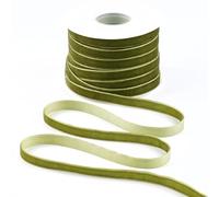 DINDOSAL Moss Green Velvet Ribbon 3/8 Inch Single Face Thin Velvet Ribbon for Gift Wrapping, Olive Green Ribbon for Christmas Decorations, Wedding, Ribbon for Hair Bows, Cafts, Bouquet - 25 Yards
