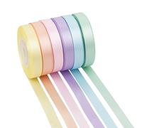 DINDOSAL - Pastel Rainbow Satin Ribbon Set, 3/8 Inch, 60 Yards, Pack of 6 Rolls