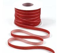 DINDOSAL Rust Red Velvet Ribbon 3/8 Inch Single Face Thin Velvet Ribbon for Gift Wrapping, Rust Ribbon for Christmas Decorations, Wedding, Ribbon for Hair Bows, Choker, Cafts, Bouquet - 25 Yards