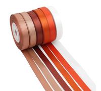 DINDOSAL Terracotta Ribbon 3/8 Inch Thin Burnt Orange Satin Ribbon 6 Rolls Assortment for Crafts Wedding Baby Shower Decoration Gift Wrapping Invitation Card Tags- 60Yards
