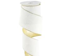 DINDOSAL White Velvet Ribbon - 4 Inch x 10 Yards with Gold Backside for Christmas Tree Decorations, Large Bows, Mantel and Garlands, Home Decor