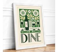 Dine by Design Art Deco Framed Wall Art Print A2 (59.4×42cm) White, Wall Decor for Living Room, Bedroom, Office & Home, Ready to Hang, Art Gift