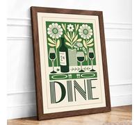 Dine by Design Art Deco Framed Wall Art Print A3 (42×29.7cm) Walnut, Wall Decor for Living Room, Bedroom, Office & Home, Ready to Hang, Art Gift