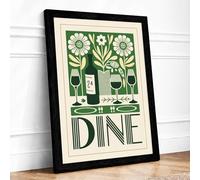 Dine by Design Art Deco Framed Wall Art Print A4 (29.7×21cm) Black, Wall Decor for Living Room, Bedroom, Office & Home, Ready to Hang, Art Gift