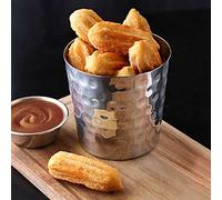 dine@drinkstuff Premium Stainless Steel Serving Cups Hammered 8.5 x 8.3cm - Pack of 12 - Serving Buckets, Chip Cups