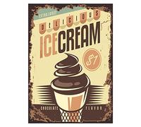Diner Ice Cream Cone American Metal Sign Shop Retro Plaque Kitchen Vintage 1950 (Small A5 (200x150mm))