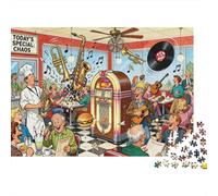 Diner Jukebox Meltdown Maelstrom Wooden Jigsaw Puzzle Waterproof 1000 Piece Puzzles for Adults Challenging And Brainteasing Educational Games