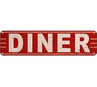 Diner Retro Sign Vintage Tin Signs Restaurant Decor 4x16 Inch
