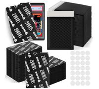 Ding Defend Trading Card Shipping Kit - Includes 110 4’’ x 6’’ Protectors, 55 Envelope Bubble Mailers, 240 Tape Seals for Slabs & Collectible Cards - Black