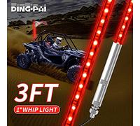 DING.PAI Dune Buggy Flag LED Whip Lights Flag Pole Light Safety Antenna Whips Lamp with Flag for ATV UTV Offroad Sand Dune Buggy RZR Truck Can 4X4 Side by Side (Red, 3 ft - Pack of 1)