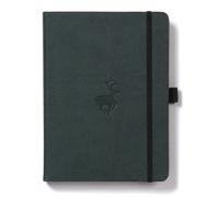 Dingbats Notebook Wildlife Green Deer – Vegan Leather Hardcover, Dotted, Pocket & Elastic – A5