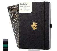 Dingbats* - Pro B5 Lined Large Notebook - Black Textile Cover, Thread-Bound Journal - for Work, Travel - Pocket, Elastic Closure, Pen Holder, Bookmark