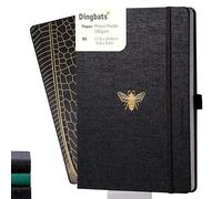 Dingbats* - Pro B5 Plain Large Notebook - Black Textile Cover, Thread-Bound Journal - for Work, Travel - Pocket, Elastic Closure, Pen Holder, Bookmark