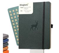 Dingbats* Wildlife Dotted Journal Notebook A5 - Vegan Leather Soft Cover - Ideal for Work, Travel, Writing - with Pocket, Elastic Closure & Bookmark