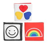 DINGBU 3pcs Infant Cloth Book Set, Children Soft Cloth Book for Visual Development, Bright Color Touch - and - Feel Educational Toy with Washable Fabric Pages for Babies 0-24