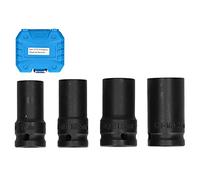 DINGBU 4pcs Locking Wheel Nut Removal Sockets Kit, Aluminum Alloy Wheel Bolt Nut Remover with Protective Insert, Thin - Walled Impact Socket Set for Car Tire Change with Storage