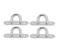 DINGBU 4Pcs Oval Hooks Eyelet 304 Stainless Steel 8mm Ceiling Pad Eye Plate, Heavy Duty Anti - Rust Screw Hooks for Rope Wire Hanging, Brick Wall Mounting Hardware Loops