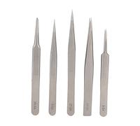 DINGBU 5Pcs Stainless Steel Antimagnetic High Accuracy Tweezers Set, Precision Watch Repairing Tool Kit with Multiple Tip Styles for Electronics and Jewelry Work
