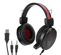 DINGBU A1 Gaming Headset with Microphone, Wired Over Ear Headphones, LED Light and Noise Cancelling, Stereo Sound for PC Laptop Gaming, Comfortable PU Leather Earpads