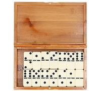 DINGBU Classic Domino Set, 28 Pieces Plastics Dominoes in Basswood Box, Educational Puzzle Game for Kids and Family Party, Travel - Friendly Indoor Outdoor Fun for Ages 3+