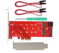 DINGBU PCI - E 4x to M.2 B/M Key Adapter Riser Card, SSD Converter Card with LED Indicator, External Power Interface, Removable Copper Screws, for Desktop PC Build and Multiple NVMe SSD