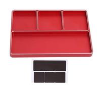DINGBU RC Repair Screw Tray, Aluminum Alloy 4 Grids Screw Organizer with Magnetic Pad for 1/10 1/8 RC Cars Airplanes Helicopters and Models (Red)