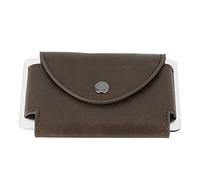 DINGBU Retro Men's Leather RFID Credit Card Holder Wallet Clip, Aluminium Card Case with Coin Pocket & Buckle Closure, Slim Money Organizer for Daily Carry (Coffee)