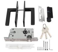 DINGBU Space Aluminum Bedroom Door Lock, Home Security Handle Lock with Keys and Thumb - Turn Knob, Mute Deadbolt for Wooden Doors, Reversible for Left or Right Handed