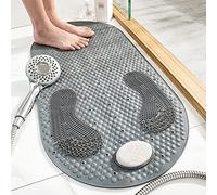 DINGC Shower Mats with Removable Pumice Stone, Bathtub Mat 80x40cm PVC Bath Mats Non Slip Anti Mould with Suction Cups and Drain Holes, Bathtub Massage Mat for Bathroom Grinding Floor Massage (Gray)…