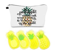 DINGCAIDC Pineapple Makeup Bag, Cartoon Pineapple Travel Bag, Lucky Pineapple Zipper Bag, Birthday And Christmas Decorations, Special Gifts For Ivf, white, 22cm*13cm