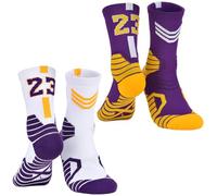 Dingcooler Men Basketball Socks 2/4 Pairs, Basketball Team Lucky Number Athletic Sports Socks for Adult Youth Kids, 2 Pairs #23-lj, Medium
