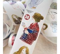 DingDing Vol11-38 A Cup of Coffee or Tea,Washi Paper of Pre-cut Washi Tape Stickers,1.97 INx10.94 YD,Orginal Character Design for Scrapbooks Supplies,Journaling,Junk Journal,Bullet Journals,Planners
