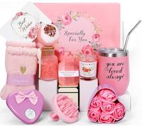 DingDingGo Birthday Gifts for Teens: 12Pcs Pamper Hamper Relaxation Gift Set for Her Includes 12oz Insulated Tumbler Socks Scented Candle Unique Mother's Day Get Well Soon Gifts for Mum Sister Friend