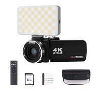 DingDingGo Video Camera Camcorder 4K Ultra HD 1080P Digital YouTube Vlogging Video Camera Recorder 30FPS 3.0 Inch LCD 270 Rotatable Degrees IPS Screen with Remote Control Fill Light