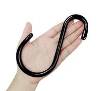 DINGEE 12 Pack S Hooks Heavy Duty Vinyl Coated Large S Hooks 6 inch Non Slip 7mm Thickness S Hooks for Hanging Plants,Sturdy Metal Black S Hooks for Closet,Bird Feeders,Kitchen,Tools,Bikes