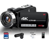 DINGETU Camcorder Video Camera 4K Ultra 44MP Vlogging Camera for YouTube 18X Digital Zoom Camcorder 3.0" IPS Screen Video Recorder with External Mic, Controller, 2 Batteries and 32G SD Card
