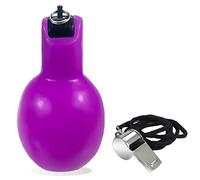 Dingfeiyu 2 Pack Whistle, 1 Pcs Hand Squeeze Whistle and 1 Pack Stainless Steel Sports Whistle with Lanyard for Coaches, Physical Education Instructor Dog Trainer, Kids Educational Toy Gift (Purple)