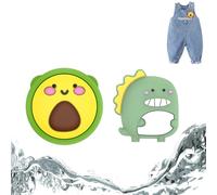 Dingfeiyu Case Hidden for Apple Airtag, Protective Holder Cover with Pin, GPS Tracker Cases for Child, Elderly, Pets Collar, Clothing, Backpacks, Luggage (Green 3D Dinosaur + Avocado)