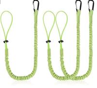 DINGFENG 3 Pcs Tool Lanyard Rope Retractable Tool Safety Fall Protection with Heavy Duty Screw Locking Carabiner, Maximum Weight Limit 10KG / 22lb, 90cm/35.4in-165cm/65in stretched (Green)