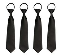 DINGFENG 4 Pieces Black Adjustable Men's Tie Pre Tied Zipper Ties Tight