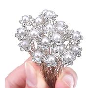 DINGFENG 40 Pieces Pearl Hair Pins, Women Wedding Hair Accessories, Bridal Flowers Hair pins, Crystal Rhinestone Clips For Bridesmaid Women Wedding Party Girl Ball